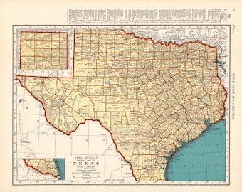 1938 Vintage TEXAS State Map Atlas Map of Texas Gallery Wall Art Decor Housewarming Gift For Wedding Anniversary Birthday Teacher 4207