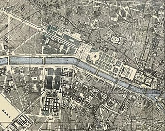 1898年製アンティーク パリ フランス ストリートマップ ヴィンテージ