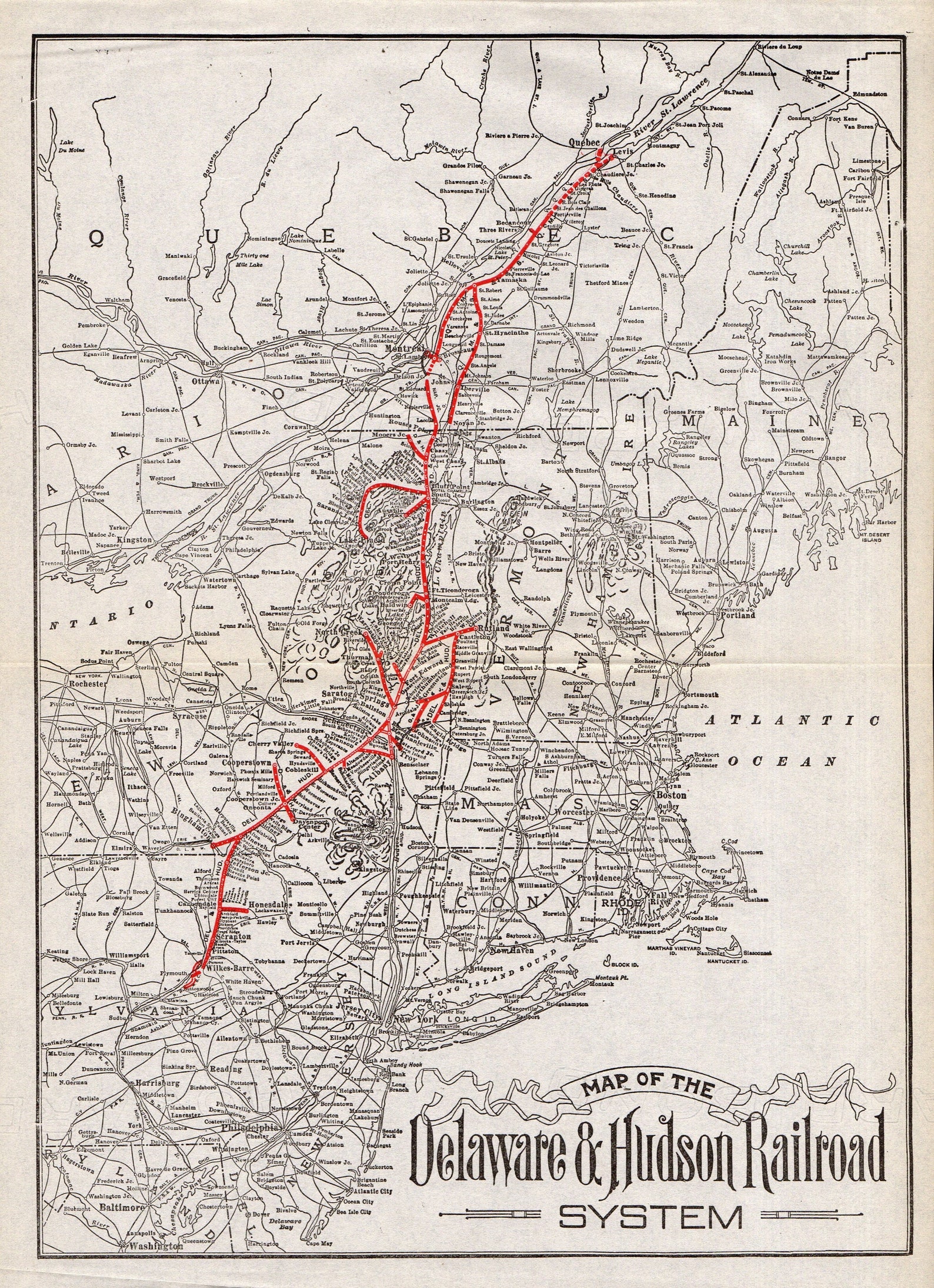 1924 Antique Delaware and Hudson Railroad System Map Delaware Etsy