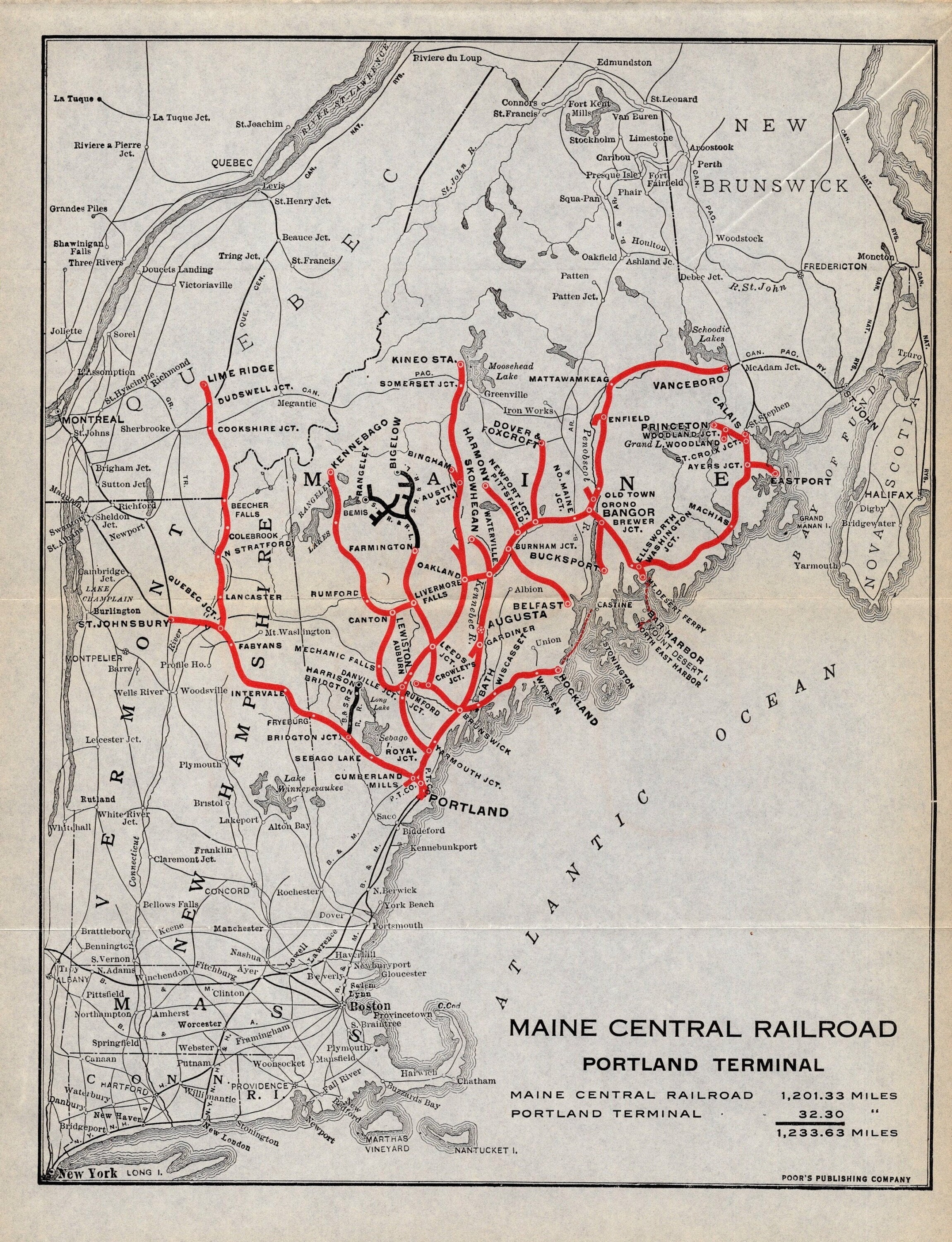 Maine Central Railroad Map 1919 Antique Maine Central Railroad System Map Maine Central - Etsy Canada