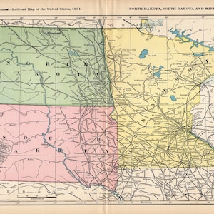Mapa antiguo del ferrocarril de Dakota del Norte, del Sur y de Minnesota, de 1901, del Pacífico Norte, Illinois, del Centro de Chicago, del Noroeste, de Milwaukee y St. Paul 2732