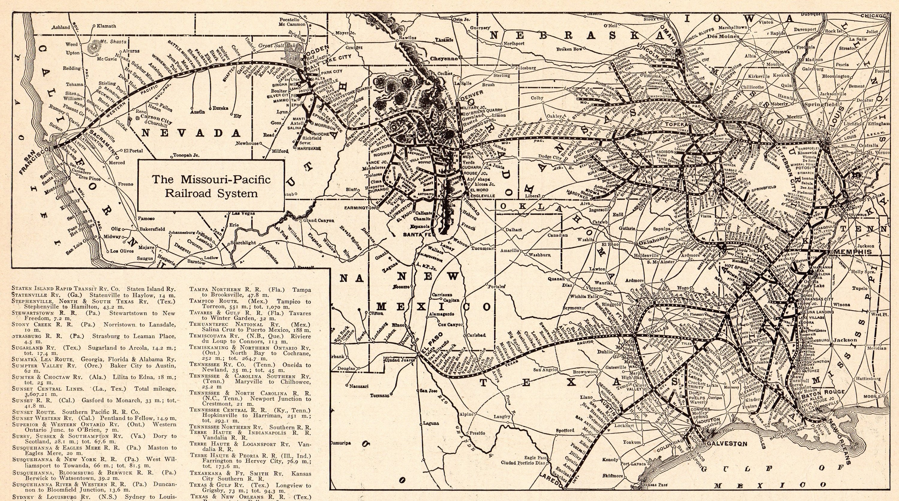 1923 Antique MISSOURI PACIFIC RAILROAD Map Black White Gallery Etsy