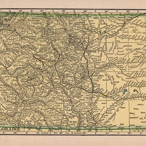 1908 Antique Colorado State Map Vintage Small Map of Colorado Gallery Wall Decor Colorado Gift  HAW 2841