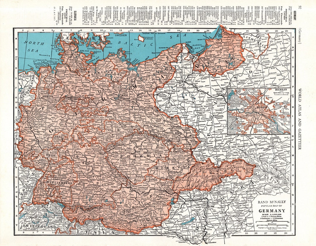 1942 Karte von DEUTSCHLAND Vintage Deutschland Atlas Karte Galerie Wand