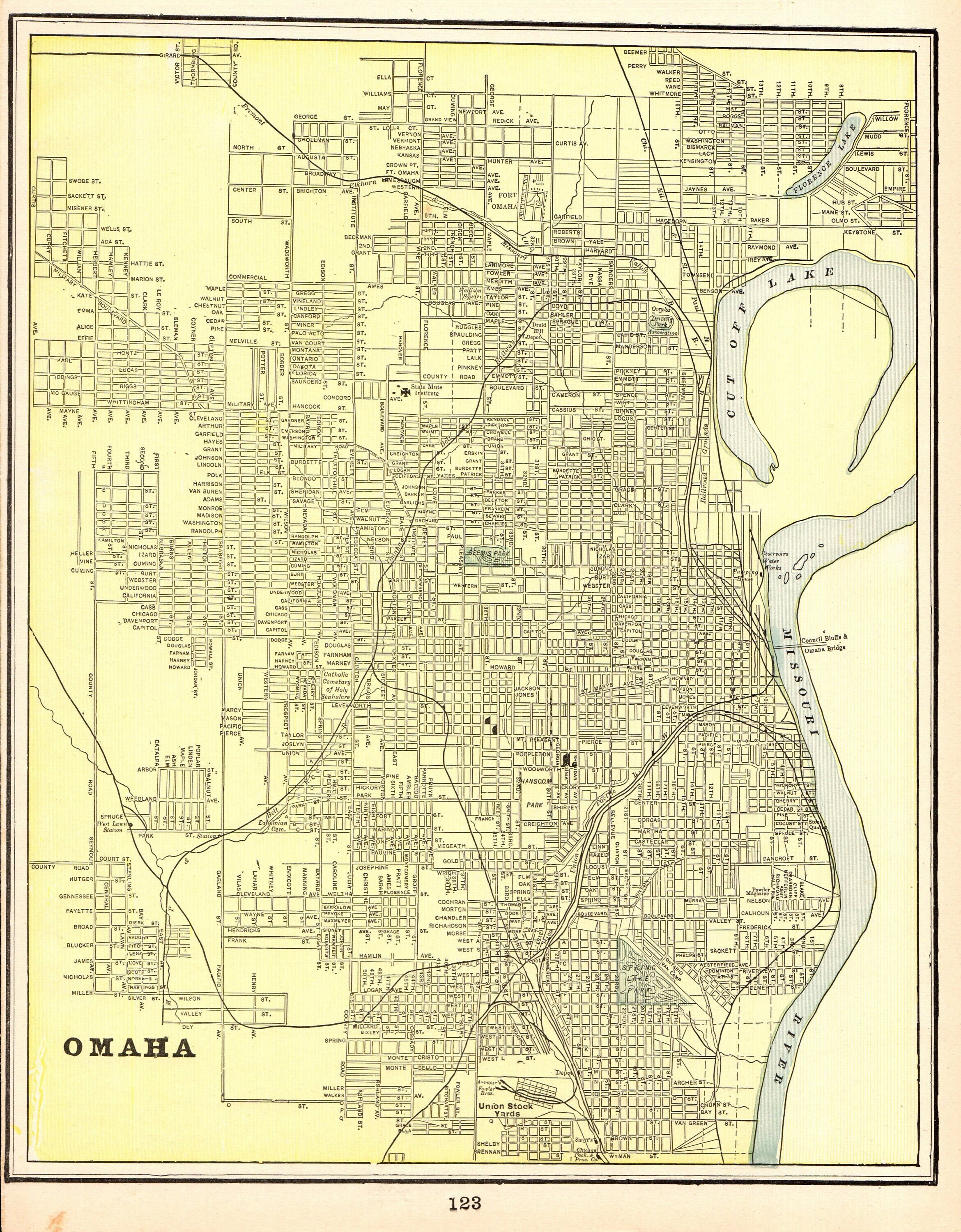 Map Of Omaha Nebraska Antique Omaha Street Map Of Omaha Nebraska 1898 George Cram | Etsy