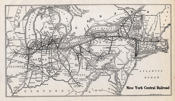 New York Central Railroad Map 1925 Antique New York Central Railroad Map Vintage Railway Map | Etsy  Singapore