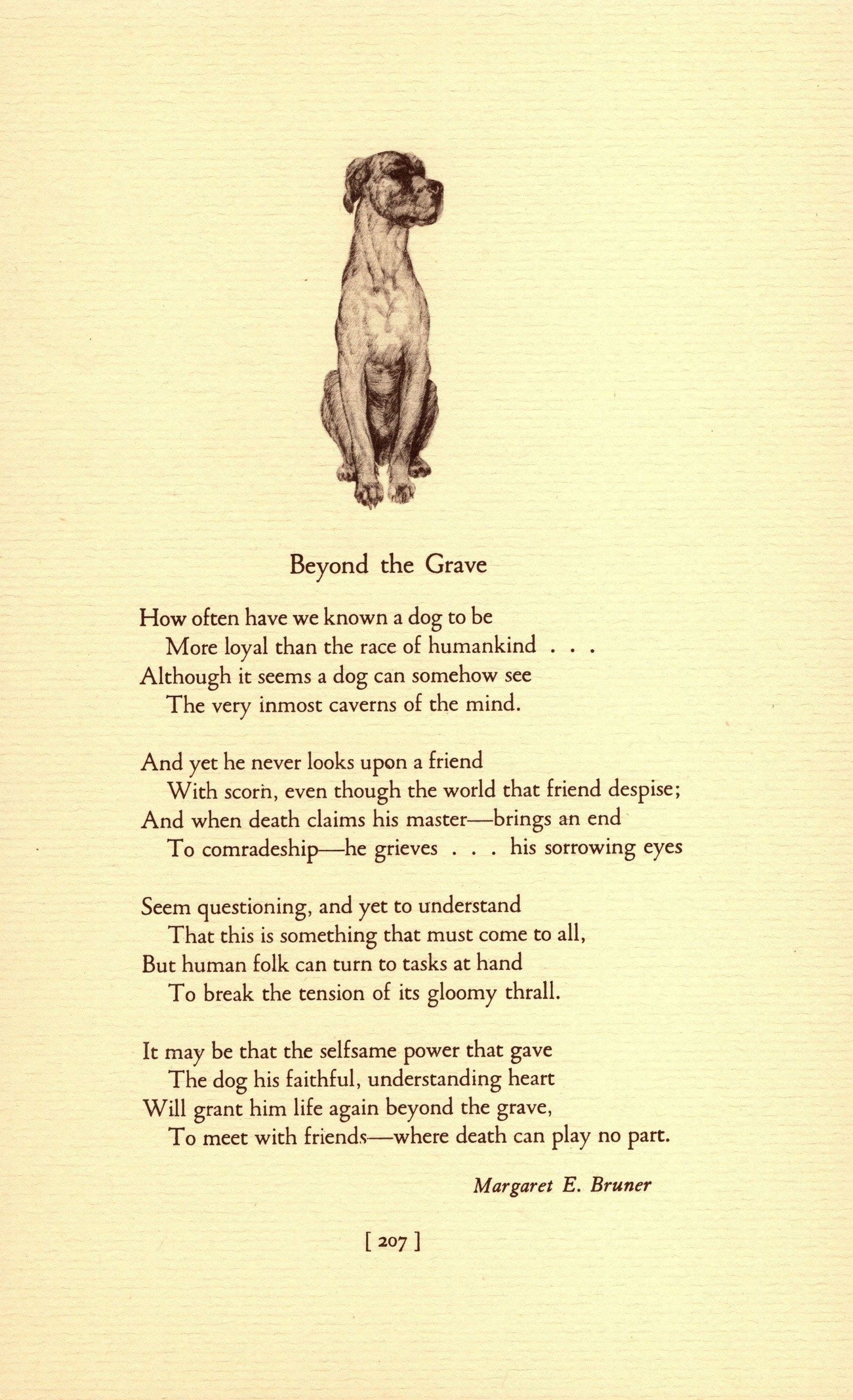 1940s Vintage Dog Poem Poetry Print Dog Ode Memorial Print