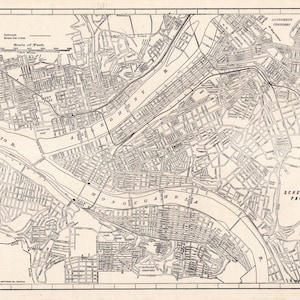 1903 Antique PITTSBURGH Pennsylvania Street Map City Map of Pittsburgh Wall Decor Housewarming Gift for Anniversary Wedding Birthday 3310