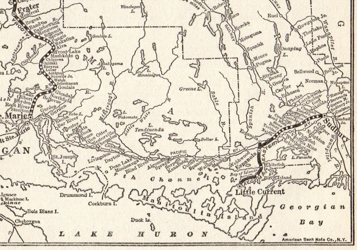 1914 Antique Algoma Central and Hudson Bay Railway Map Algoma Etsy UK