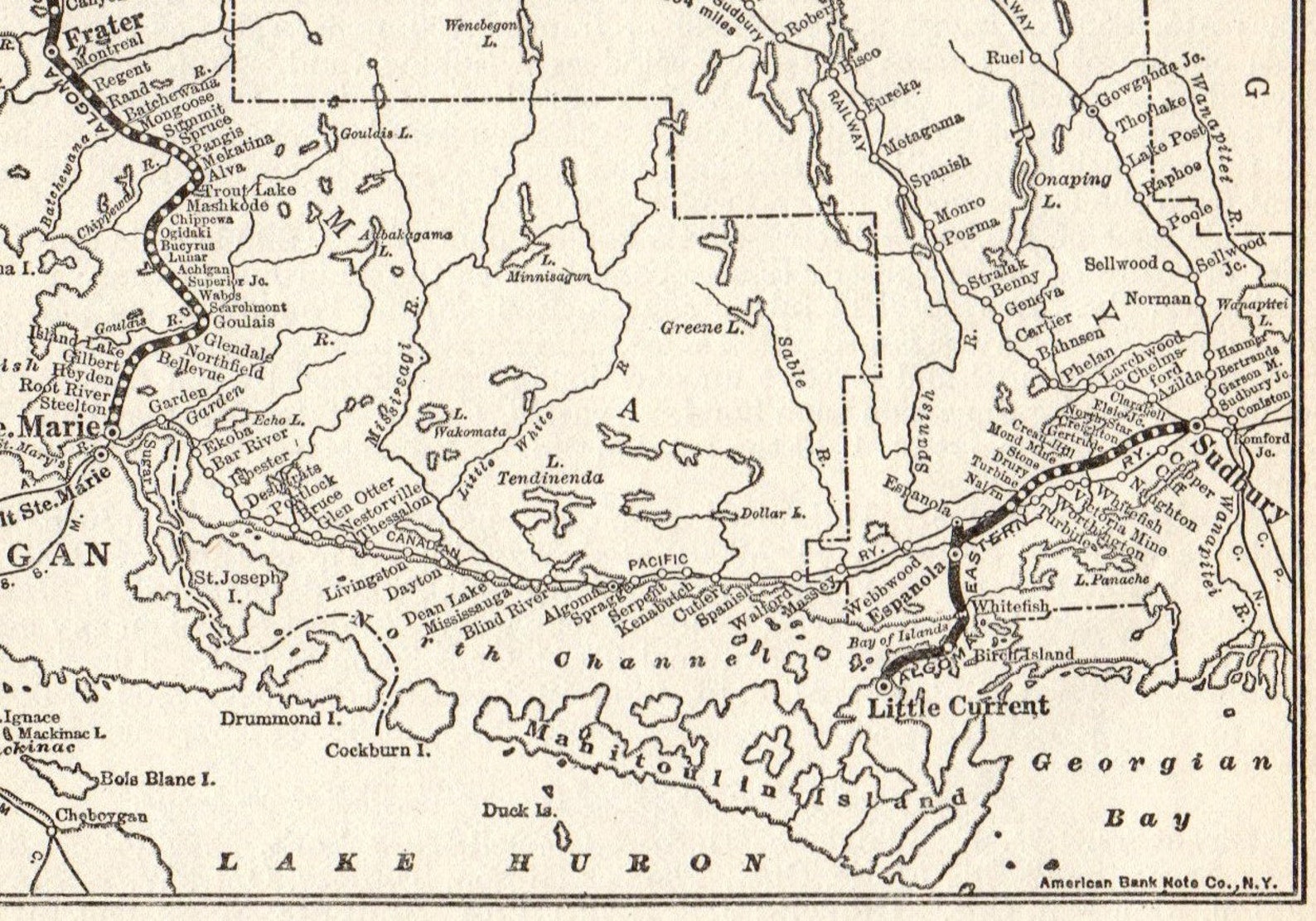 1914 Antique Algoma Central and Hudson Bay Railway Map Algoma Etsy