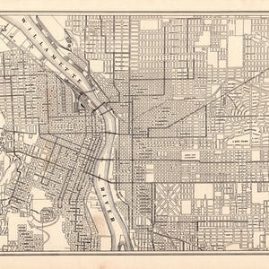 Mapa antiguo de calles de Portland, Oregón, de 1911. Galería de mapas de la ciudad de Portland. Decoración de pared. Regalo para bodas, graduaciones y cumpleaños. 3253