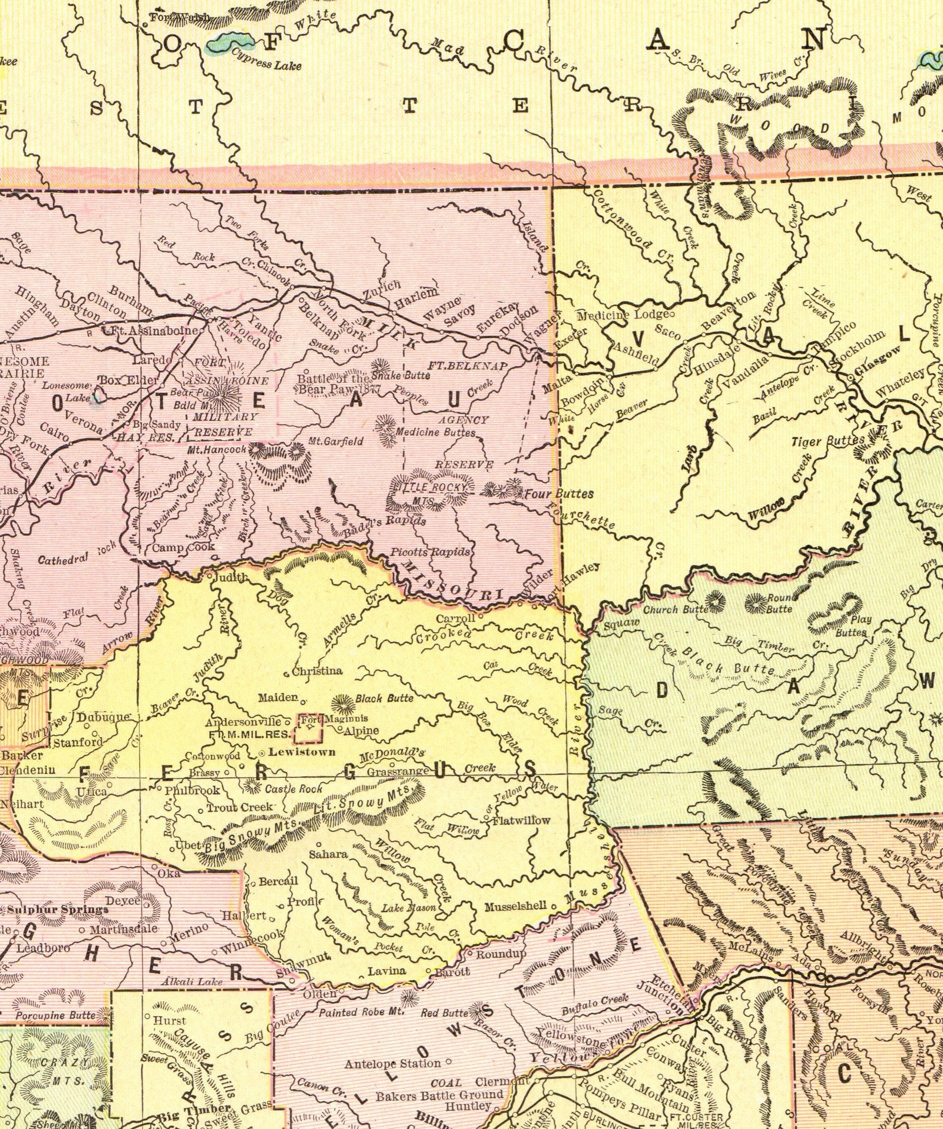 1900 Antique MONTANA State Map George Cram Atlas Map of  Etsy