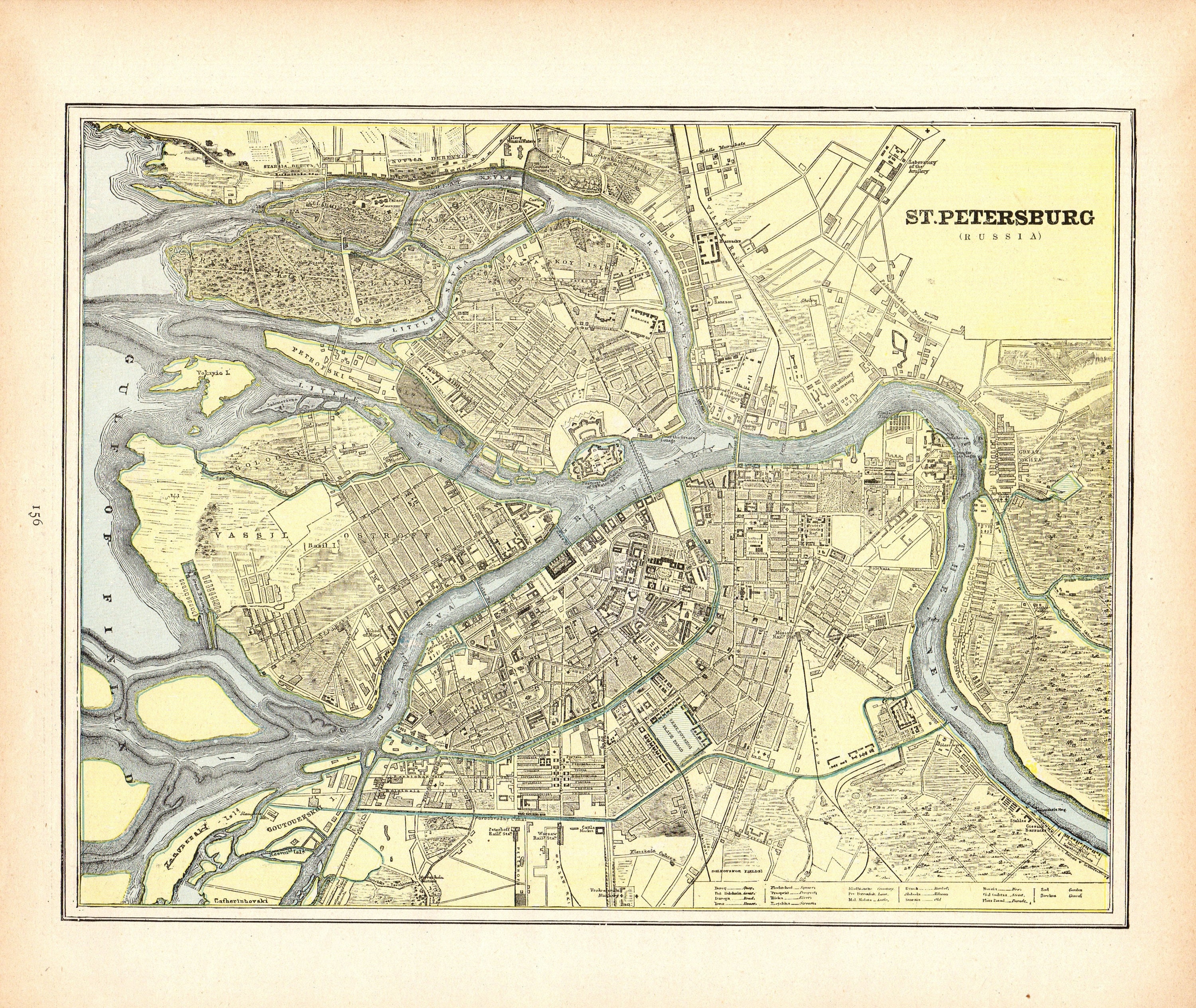 St Petersburg Map of St Petersburg Street Map Wall Decor Art Antique Original Wedding Gift Idea ...