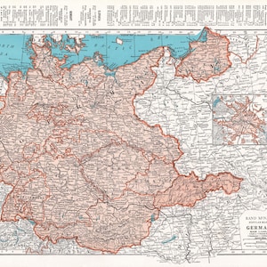 1945 carte ancienne de l&#39;Allemagne vintage carte de l&#39;Allemagne, galerie murale, décoration de voyage, cadeau pour anniversaire, mariage, remise des diplômes, voyage 3171