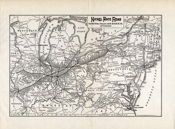 Nickel Plate Road Map 1941 Antique Nickel Plate Road Railroad Map New York Chicago & | Etsy  Australia