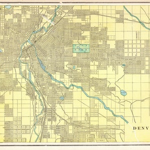 1901 Antique Denver Colorado Map George Cram City Street Map of Denver Colorado Gallery Wall Decor Gift Map 2150