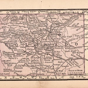 1888 Tiny COLORADO State Map MINIATURE Map of Colorado Antique Colorado Map Wedding Birthday Anniversary Gift for Birthday Teacher 3319