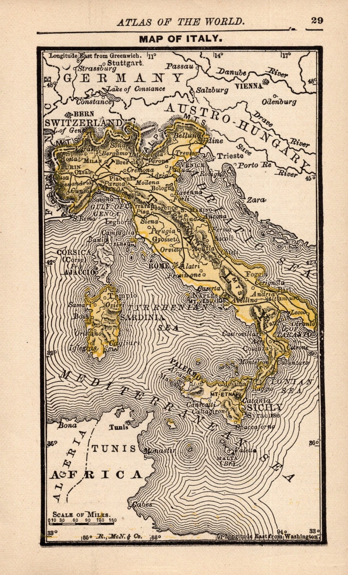 1888 Tiny ITALY Map Antique MINIATURE Map of Italy Gallery - Etsy