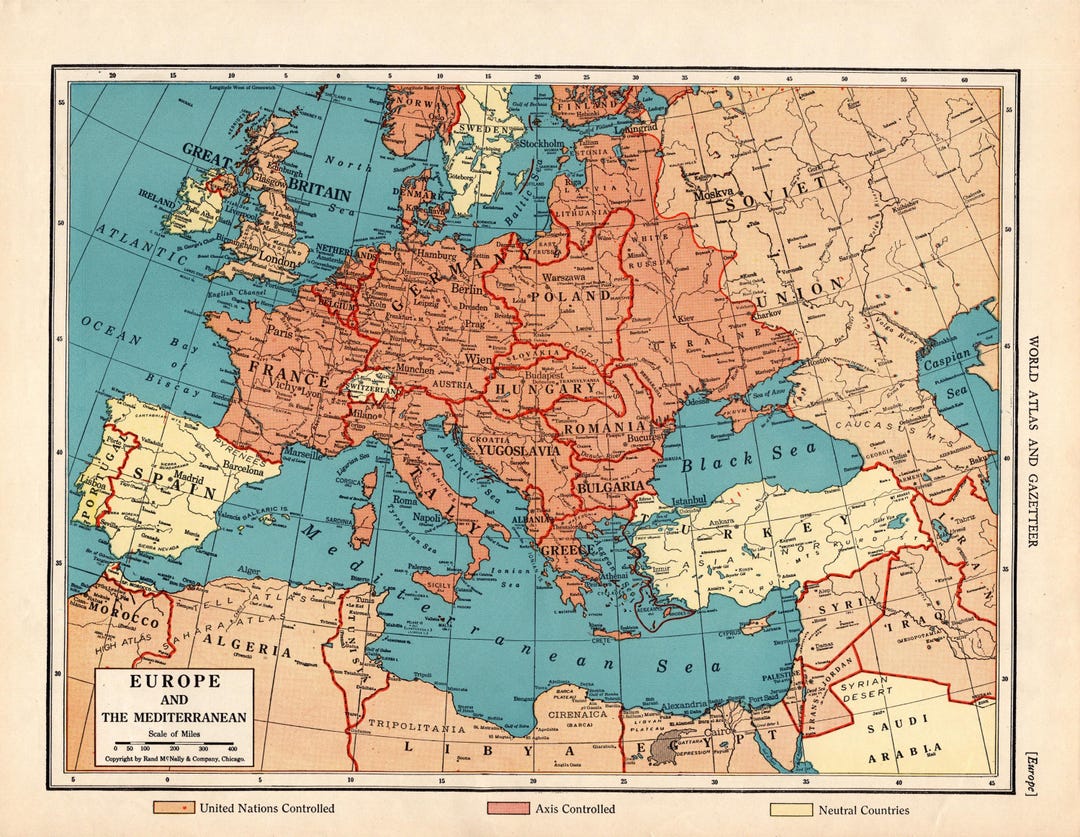 Carte Vintage De L Europe En Temps De Guerre De 1943 Carte De L Europe carte-vintage-de-l-europe-en-temps-de-guerre-de-1943-carte-de-l-europe