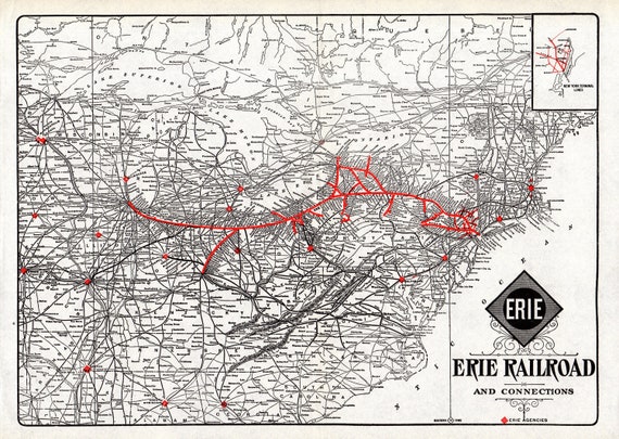 Erie Lackawanna Railroad Map 1940 Antique Erie Railroad System Map Collectible Erie Railway | Etsy  Australia
