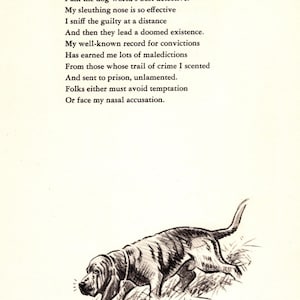 Sweet Bloodhound Poetry Print Wall Art Decor 1940s Morgan Dennis Bloodhound Dog Poem Print Illustration Birthday Gift 10429t