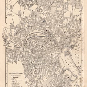 1904 Antike PROVIDENCE Rhode Island Street Map Stadtplan Schwarz-Weiß-Wanddekor Geschenk für Hochzeit Geburtstag 3108