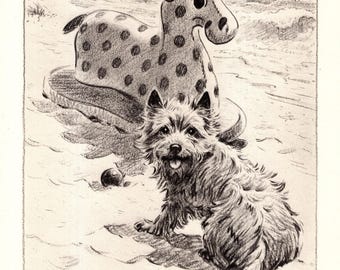 1940s Vintage Cairn Terrier Print Morgan Dennis Playful Cairn Terrier Illustration Art Neat for Kids Childrens Room Decor 11812p
