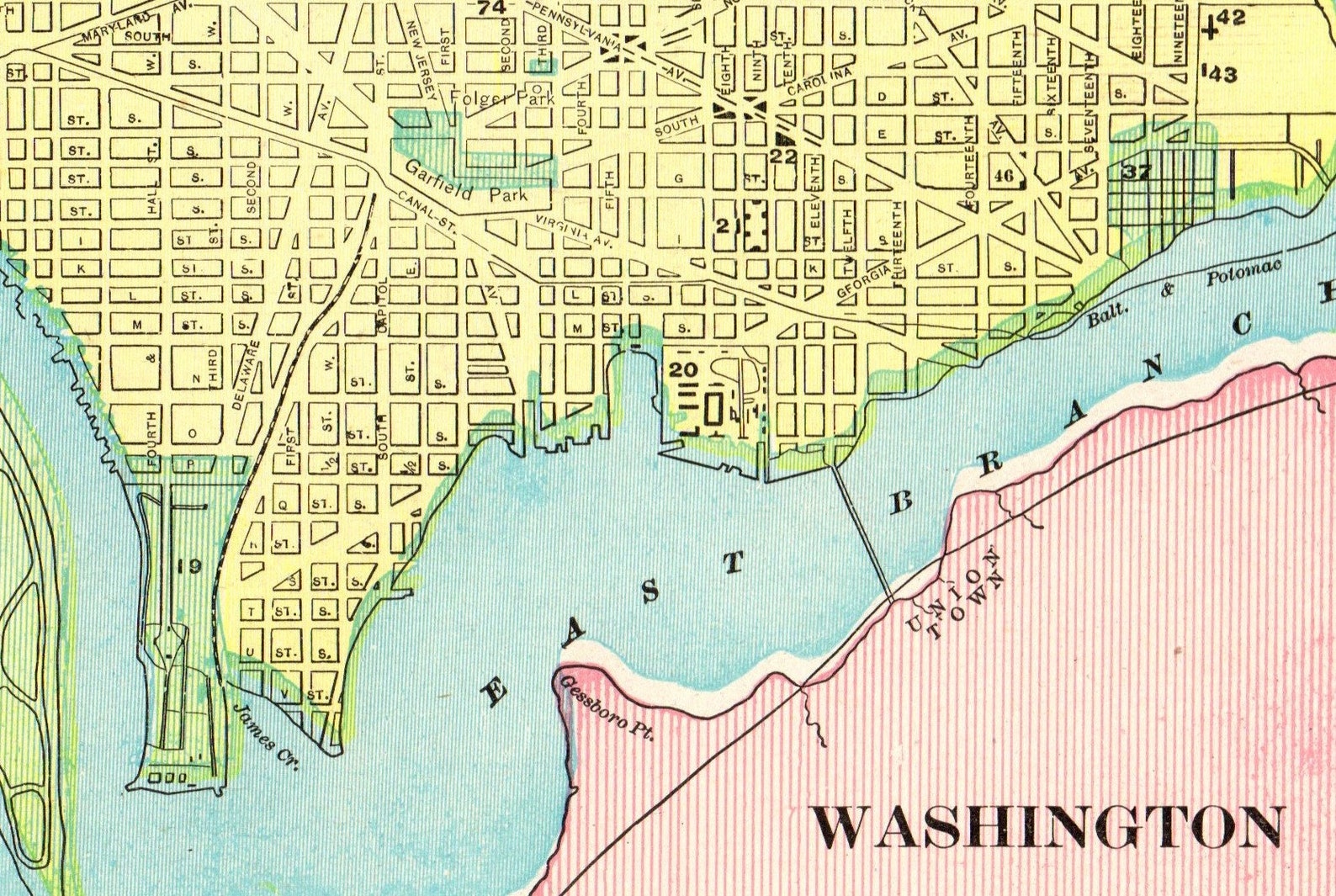 1900 Antique WASHINGTON DC Street MAP Cram Atlas City Etsy