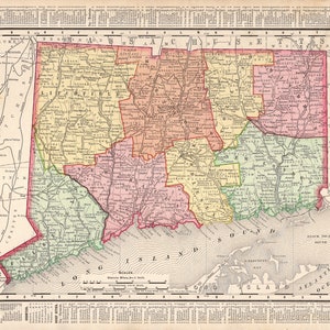 1898 Antique CONNECTICUT State Map Vintage Map of Connecticut Home Decor Gallery Wall Decor Housewarming Gift for Wedding Birthday 1196