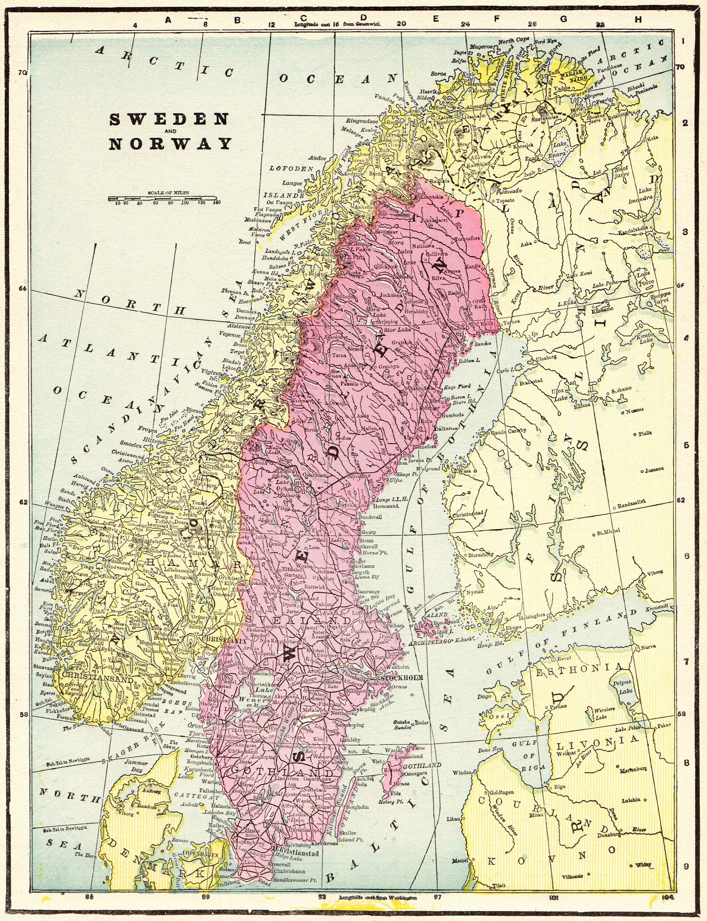 1900 Antique NORWAY Map SWEDEN Map Vintage Map of Sweden Map | Etsy