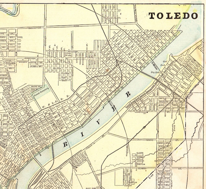 1900 Antique TOLEDO Street Map of Toledo Ohio City Map Etsy