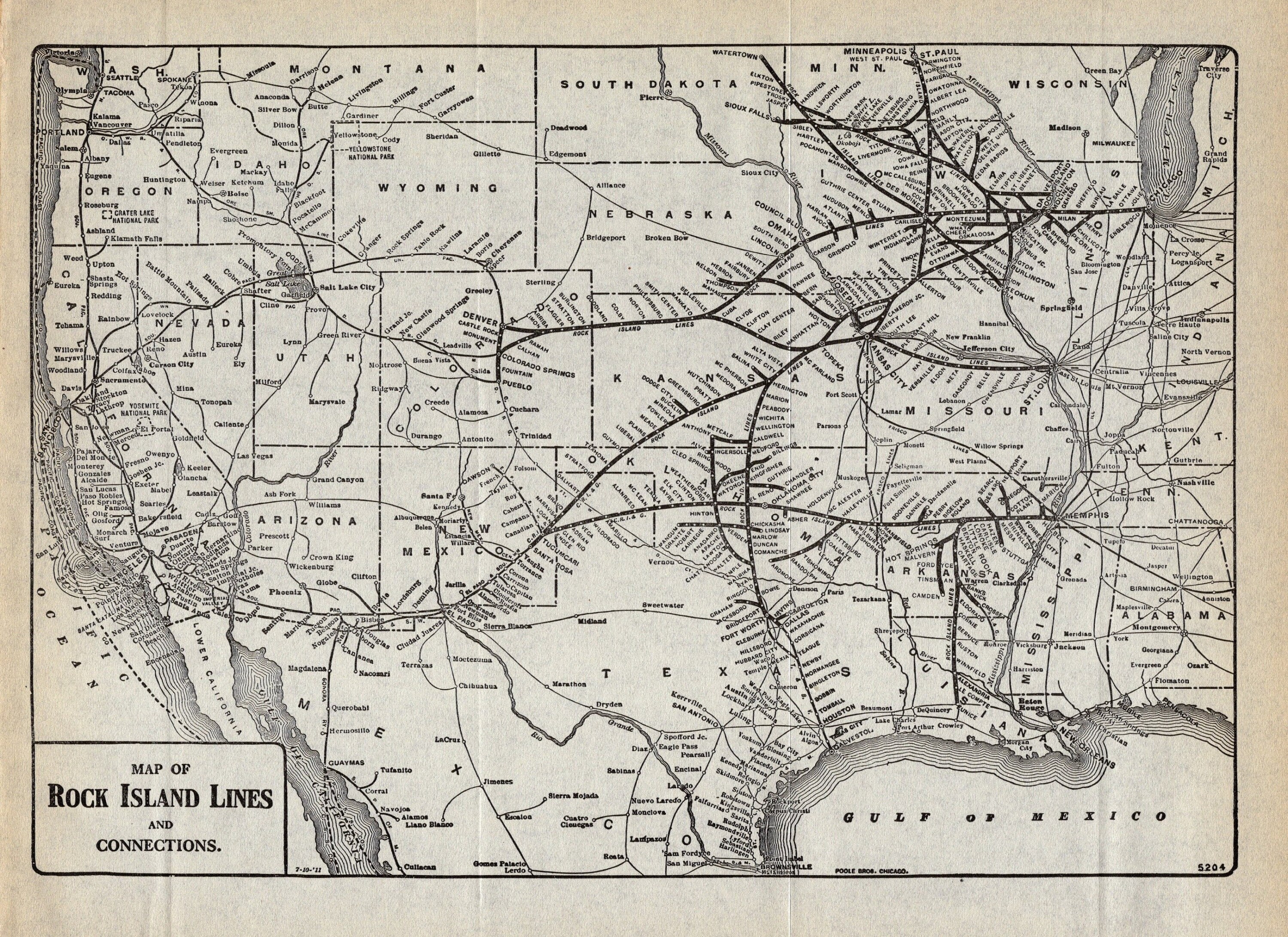 Rock Island Rr Map 1916 Antique Rock Island Lines Railroad Map Vintage Railway | Etsy Singapore