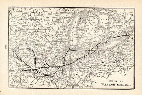 1914 Antique WABASH RAILROAD Map Vintage Wabash Railway Map | Etsy