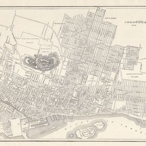 Carte vintage de Montréal, Canada, 1909, carte vintage des rues de la ville de Montréal, décoration murale murale 2313