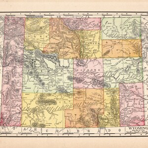 1911 Antique WYOMING Map Vintage State Map of Wyoming Home Office Decor Housewarming Gift for Wedding Anniversary Birthday 1808
