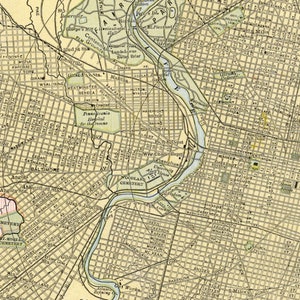 1888 Antique PHILADELPHIA Street Map George Cram City Map of PHILADELPHIA Wall Library Decor Anniversary Gift For Birthday Wedding 2382