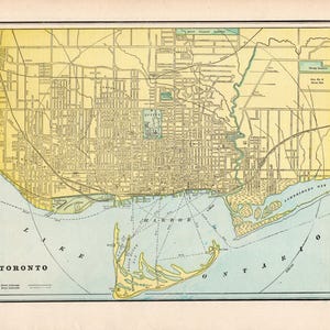 1899 Antique Toronto Canada Street Map George Cram City Map of Toronto Gallery Wall Decor Home Office Decor  3242