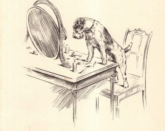 Vintage Fox Terrier Print Gallery Wall Art Decor 1930s Shakespeare Midsummer Nights Dream Quote Illustration Gift for Birthday Friend 12059g