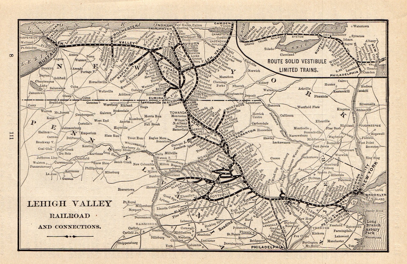 1900 Antique Lehigh Valley Railroad Map Vintage Pennsylvania Etsy
