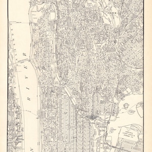 Carte des rues de l'Upper Manhattan des années 1940, carte de la ville de New York 1941, la carte du BRONX, carte en noir et blanc, décoration murale de la galerie, cadeau 3170