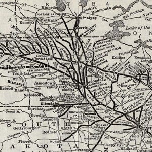 1918 Antique GREAT NORTHERN Railroad Map Chicago Burlington Quincy Railroad Map Birthday Gift for Dad 3223 image 3
