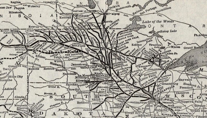 1918 Antique GREAT NORTHERN Railroad Map Chicago Burlington Quincy Railroad Map Birthday Gift for Dad 3223 image 3