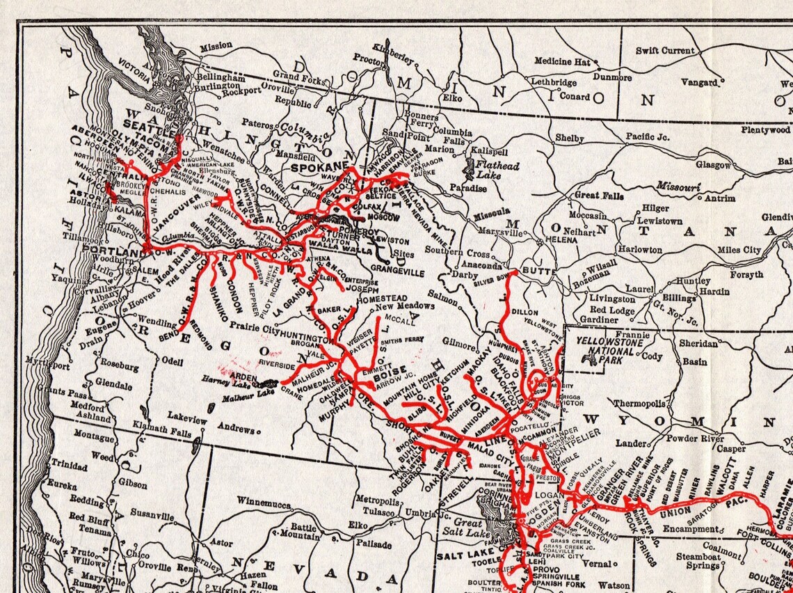 1924 Antique Union Pacific Railroad System Map Union Pacific | Etsy