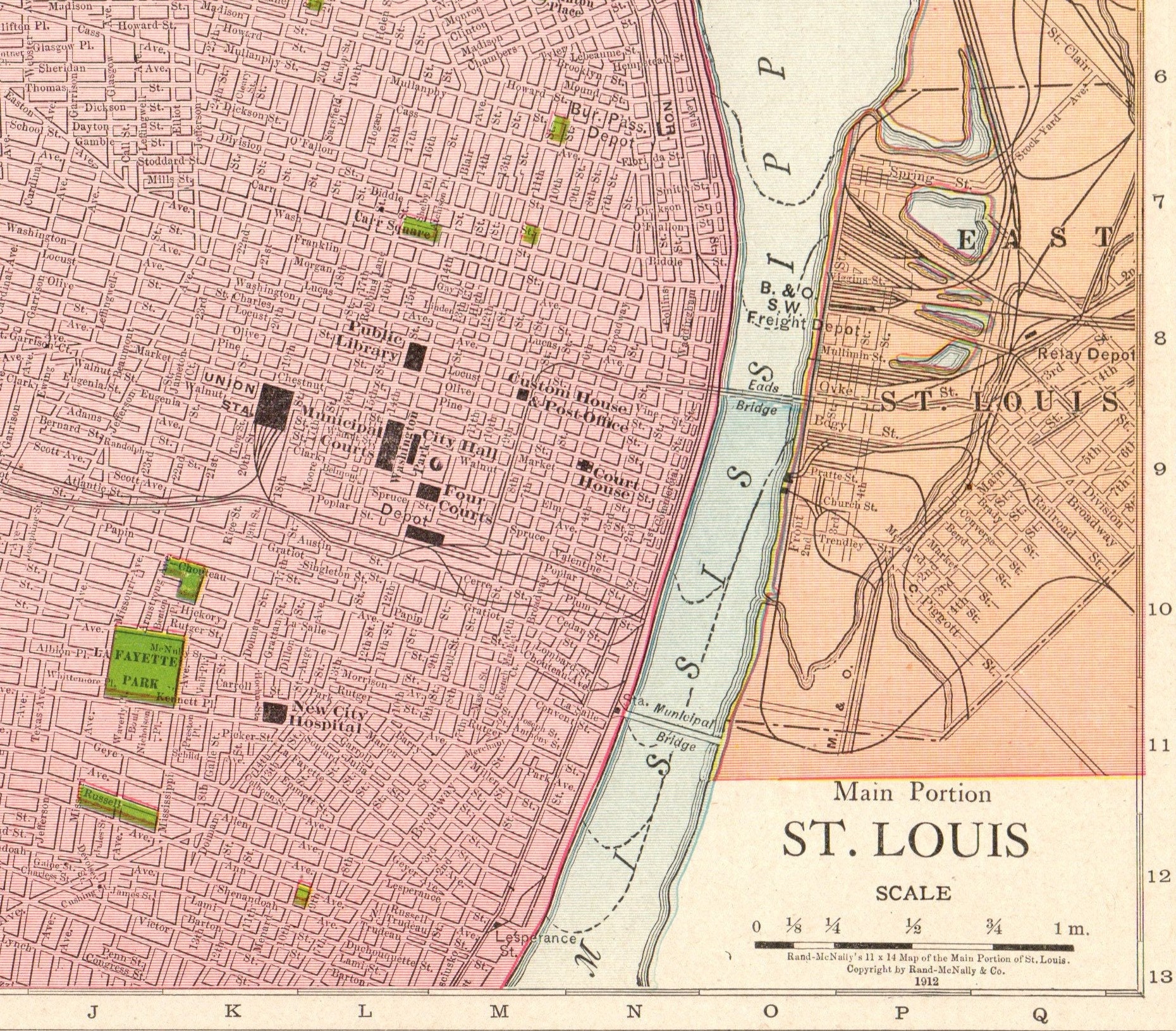 1912 Antique ST LOUIS City Map of St Louis Missouri Street Map Etsy