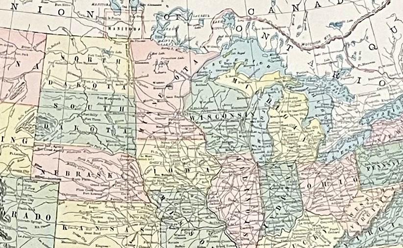 1895 Antique UNITED STATES Map of the Usa Map George Cram Atlas Map ...