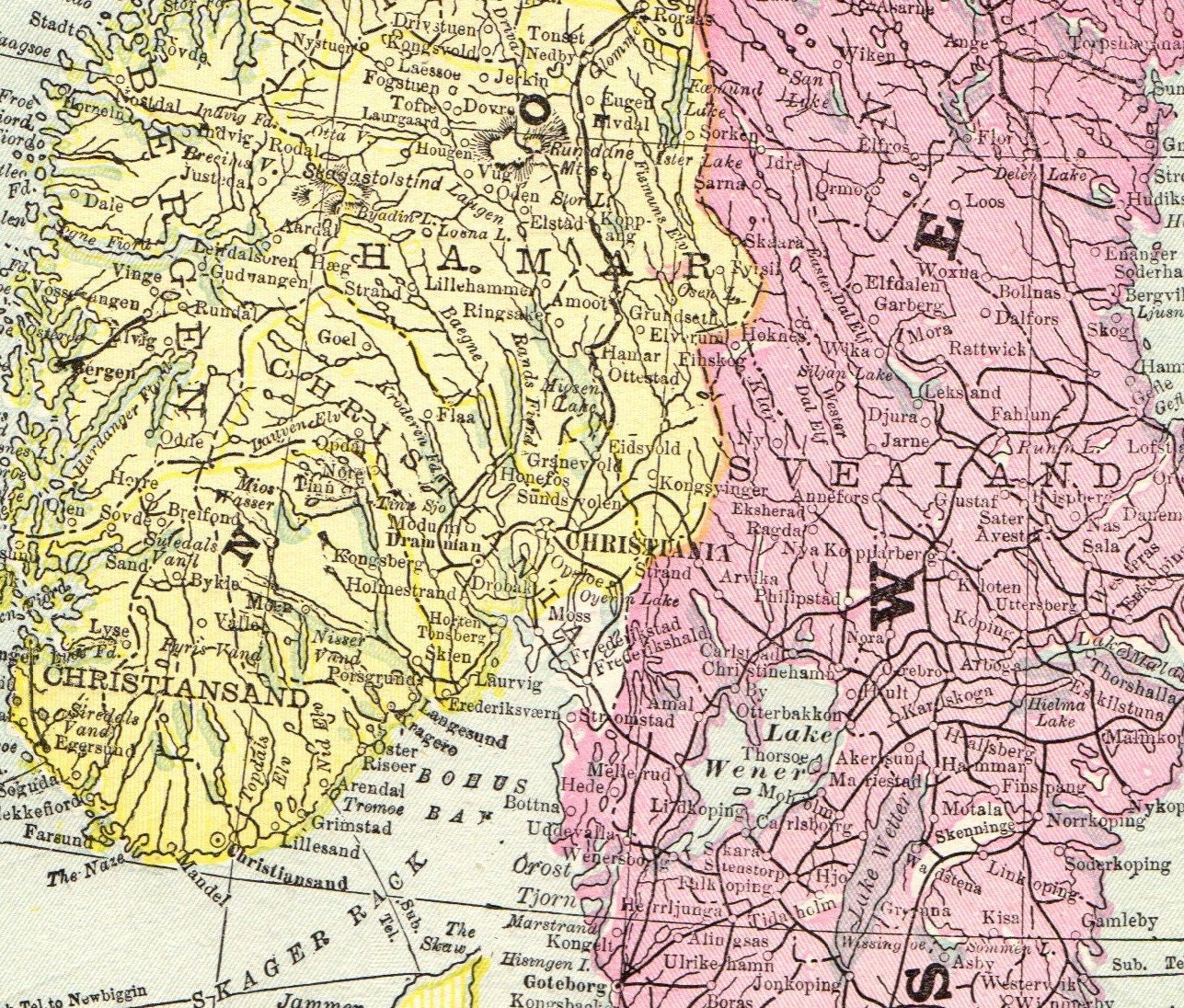1900 Antik Norwegen Karte Schweden Karte Landkarte von | Etsy