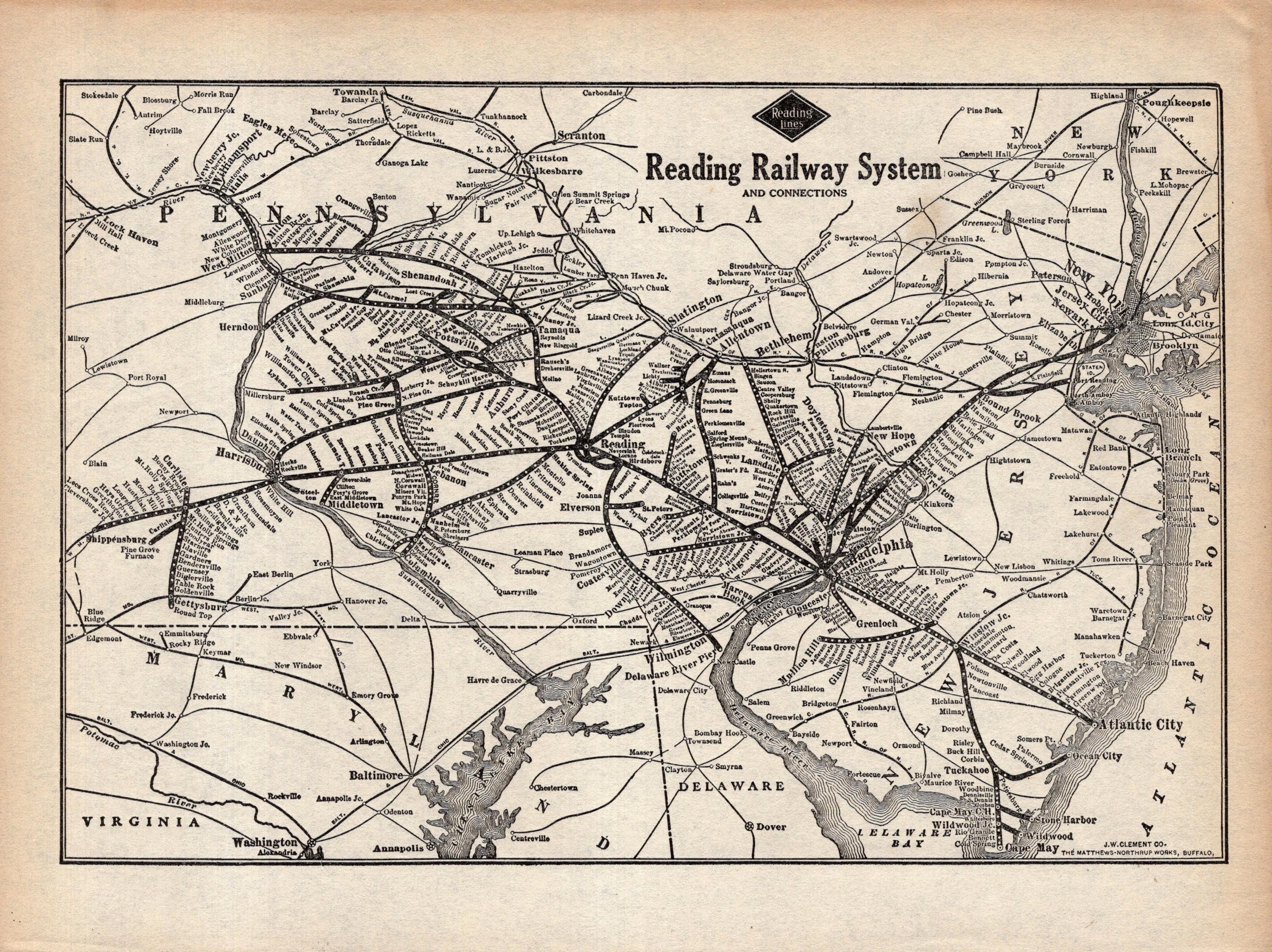 New jersey railroad map - Etsy México, image size:3000x2245