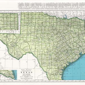 Carte de l'état du TEXAS vintage 1942, carte de l'atlas, art mural de la galerie du Texas, cadeau d'anniversaire pour voyageur, anniversaire de mariage 2709