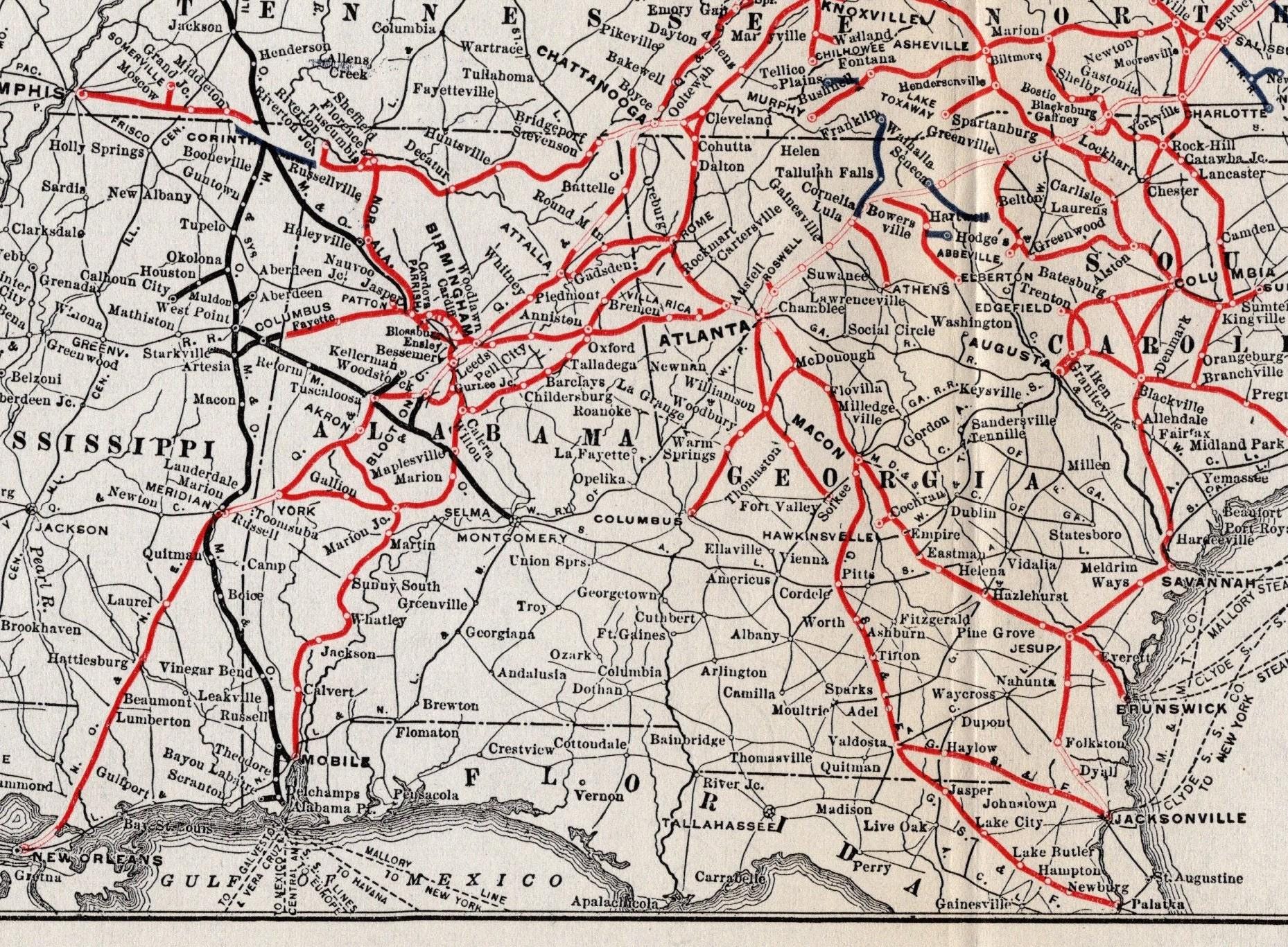 1923 Antique Southern Railway System Map Southern Railroad Map Birthday ...