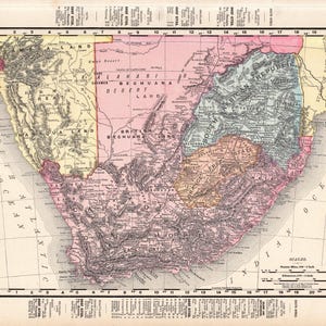 Carte vintage de l'Afrique du Sud, 1900, carte de l'Afrique du Sud, décoration murale, cadeau d'anniversaire pour mariage, anniversaire 3065